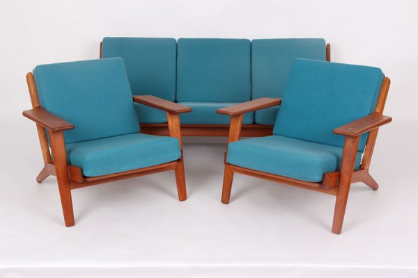 Sofa and Teak Armchairs by Hans J. Wegner for Getama, 1960s, Set of 3-DQ-1952124