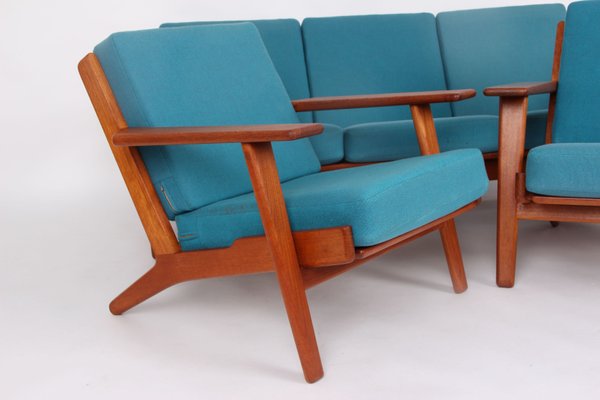 Sofa and Teak Armchairs by Hans J. Wegner for Getama, 1960s, Set of 3-DQ-1952124