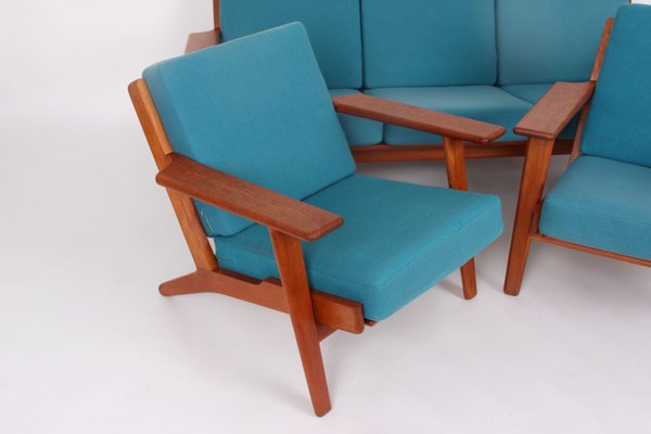 Sofa and Teak Armchairs by Hans J. Wegner for Getama, 1960s, Set of 3-DQ-1952124