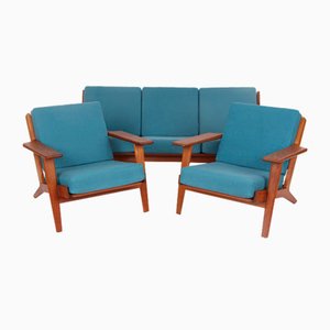 Sofa and Teak Armchairs by Hans J. Wegner for Getama, 1960s, Set of 3-DQ-1952124