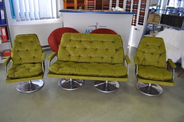 Sofa & Armchairs in Fabric, 1960s, Set of 3-OXJ-701907