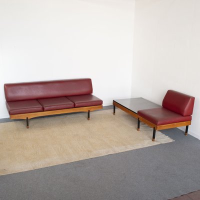 Sofa Bed and Therapy Yoga Model with Coffee Table and Lounge Chair, 1960s, Set of 2-JQO-1259295