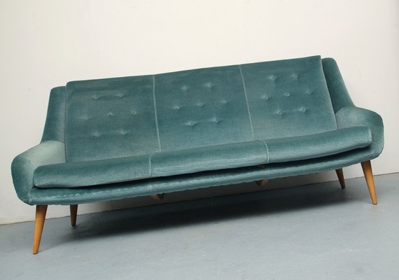 Sofa in Blue Velour, 1950s-PF-1369459