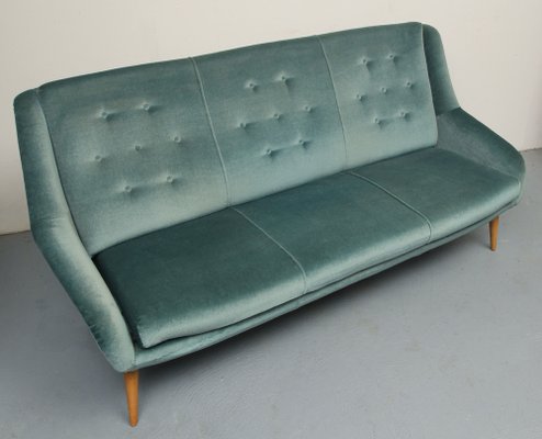 Sofa in Blue Velour, 1950s-PF-1369459