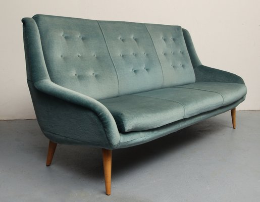 Sofa in Blue Velour, 1950s-PF-1369459