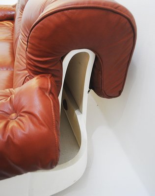 Sofa in Leather and Lacquered Wood, Italy, 1980s-FGA-922850