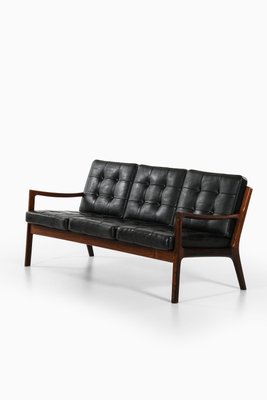 Sofa in Rosewood and Original Black Leather attributed to Ole Wanscher, 1951-SC-2022146