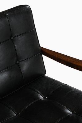 Sofa in Rosewood and Original Black Leather attributed to Ole Wanscher, 1951-SC-2022146