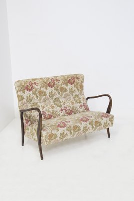 Sofa in Wood and Floral Fabric attributed to Paolo Buffa, 1950s-RCE-1449764