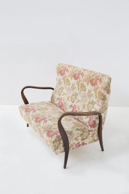 Sofa in Wood and Floral Fabric attributed to Paolo Buffa, 1950s-RCE-1449764