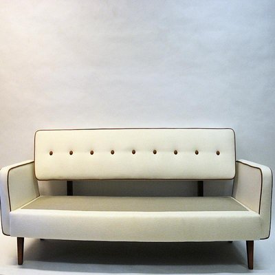 Sofa or Daybed in White Wool from Ire Möbler, Sweden, 1950s-HEU-938851