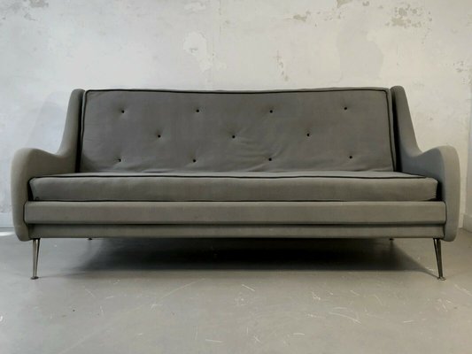 Sofa with Grey Felt, France, 1950s-NLF-960879