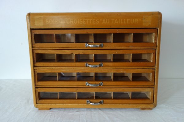 Soie Sur Croisette Haberdashery Display Unit with 4 Vintage Drawers, France, 1930s-XTZ-2020679