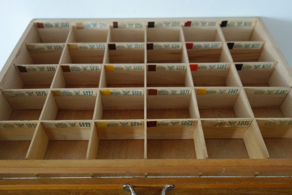 Soie Sur Croisette Haberdashery Display Unit with 4 Vintage Drawers, France, 1930s-XTZ-2020679