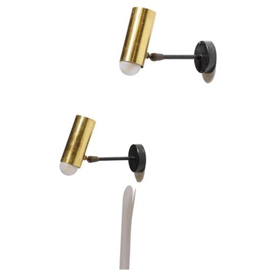 Solid Brass Tube Sconces in the Style of Jean Rene Caillette, 1950s, Set of 2-YU-1312234