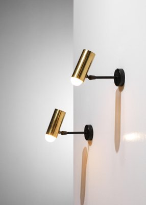 Solid Brass Tube Sconces in the Style of Jean Rene Caillette, 1950s, Set of 2-YU-1312234