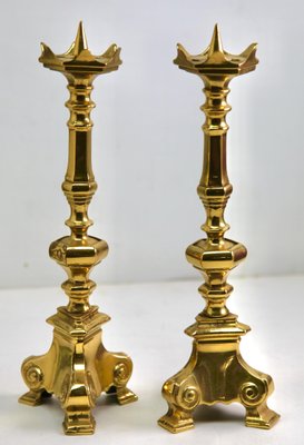 Solid Cast Brass Candlesticks, Set of 2-MJY-1214927