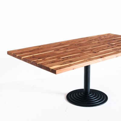 Solid Cypress Wood Table with Iron Base-ZFJ-1284084