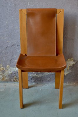 Solid Elm & Leather Chairs by Roland Haeusler, Set of 4-AIU-1292886