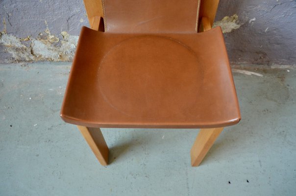 Solid Elm & Leather Chairs by Roland Haeusler, Set of 4-AIU-1292886