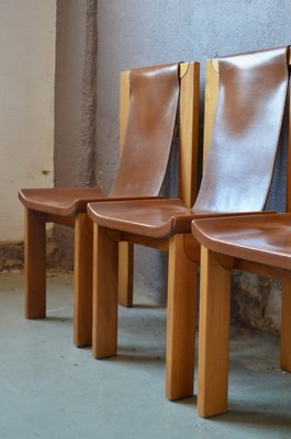 Solid Elm & Leather Chairs by Roland Haeusler, Set of 4-AIU-1292886