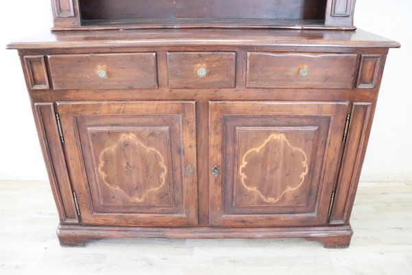 Solid Inlaid Walnut Sideboard With Plate Rack, 1930s-DCO-1313019