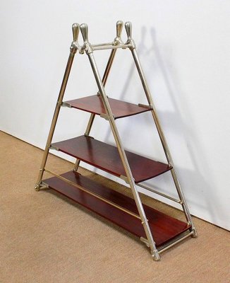 Solid Mahogany and Chrome Metal Boat Shelf, 1920s-RVK-1016330