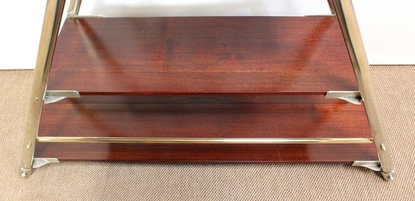 Solid Mahogany and Chrome Metal Boat Shelf, 1920s-RVK-1016330