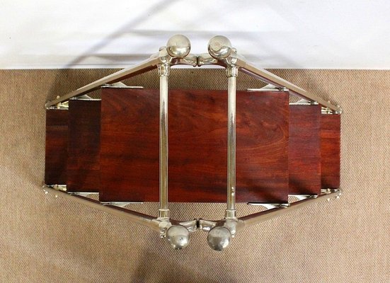 Solid Mahogany and Chrome Metal Boat Shelf, 1920s-RVK-1016330