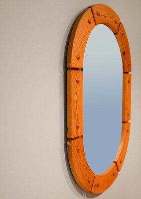 Solid Pine Mirror from Fröseke, 1970s, Sweden-OGU-1080215