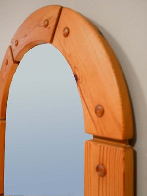 Solid Pine Mirror from Fröseke, 1970s, Sweden-OGU-1080215