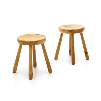 Solid Pine Stool, 1960s-EZ-1263628