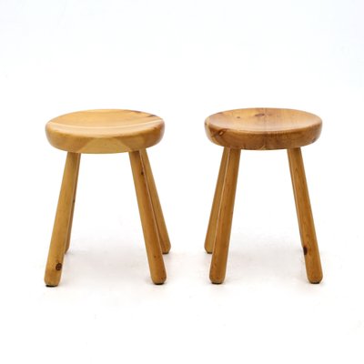 Solid Pine Stool, 1960s-EZ-1263628