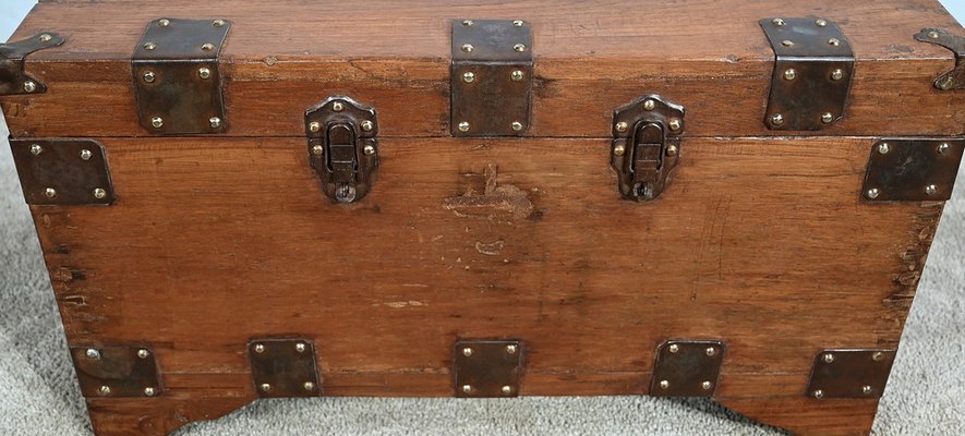 Solid Teak Naval Trunk, Late 19th Century-RVK-1745945