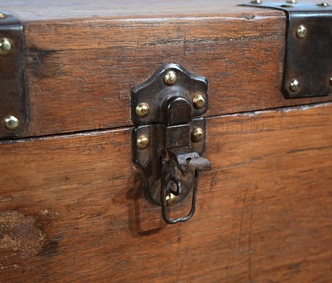 Solid Teak Naval Trunk, Late 19th Century-RVK-1745945