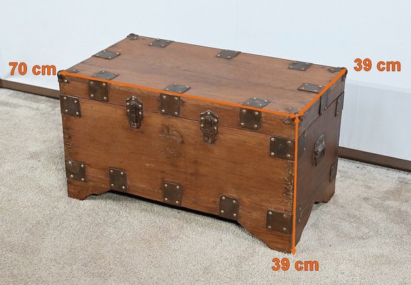 Solid Teak Naval Trunk, Late 19th Century-RVK-1745945