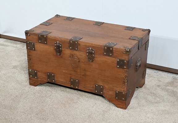 Solid Teak Naval Trunk, Late 19th Century-RVK-1745945