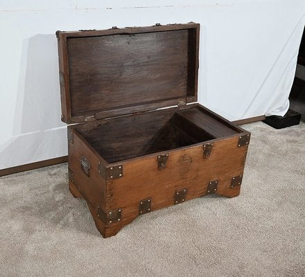 Solid Teak Naval Trunk, Late 19th Century-RVK-1745945