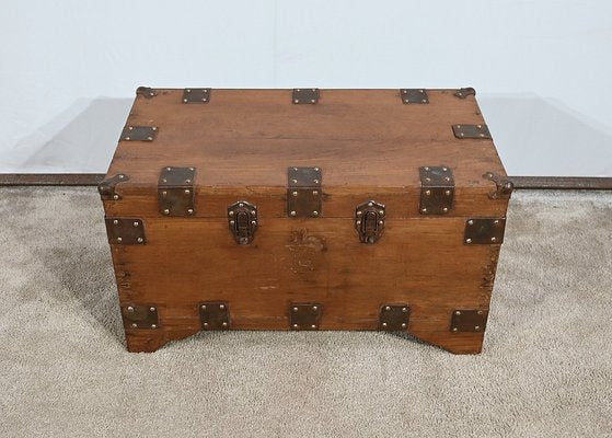 Solid Teak Naval Trunk, Late 19th Century-RVK-1745945