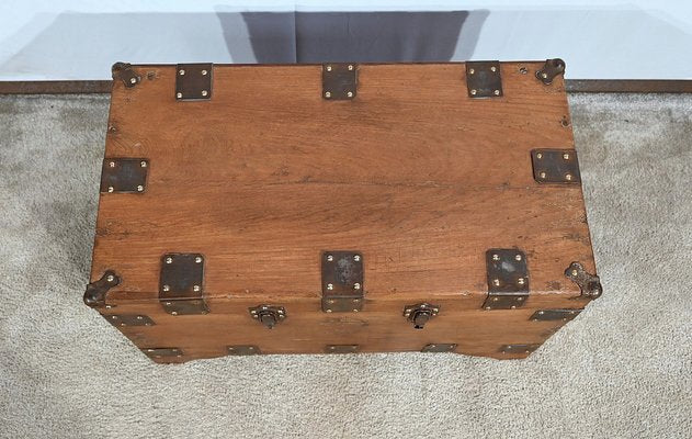 Solid Teak Naval Trunk, Late 19th Century-RVK-1745945