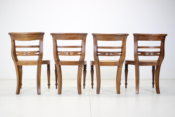 Solid Wood Dining Chairs, Czechoslovakia, 1950s, Set of 4-TZ-1124686