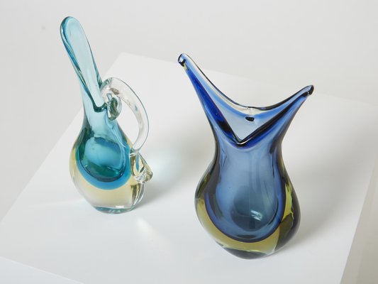 Sommerso Murano Glass Vases, 1970s, Set of 2-YJA-1387916