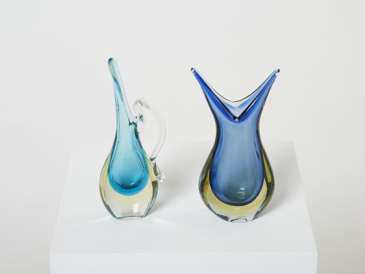 Sommerso Murano Glass Vases, 1970s, Set of 2-YJA-1387916