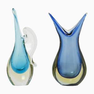 Sommerso Murano Glass Vases, 1970s, Set of 2-YJA-1387916