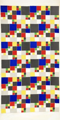 Sonia Delaunay, Polychrome de Carrés, 1970s, Screen Print on Fabric-RJQ-1722361