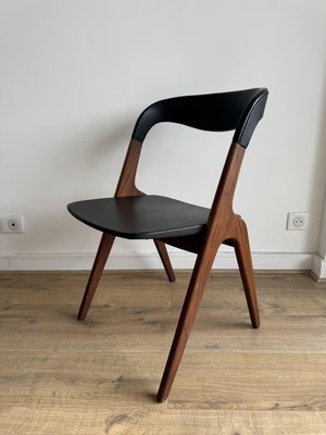 Sonja Chair in Teak and Black Skai by Johannes Andersen for Vamo Sønderborg, 1960s-OJI-2023730