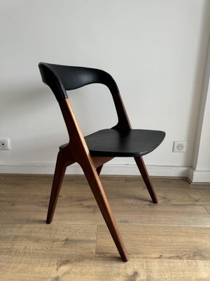 Sonja Chair in Teak and Black Skai by Johannes Andersen for Vamo Sønderborg, 1960s-OJI-2023730