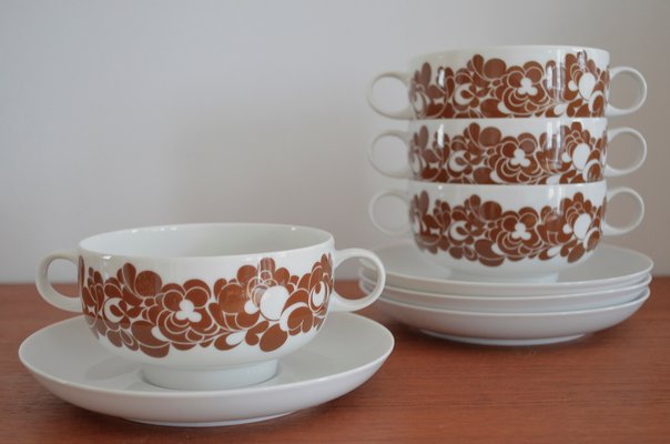 Soup Bowls & Saucer by Wolf Karnagel for Rosenthal, 1970s, Set of 4-OV-574763