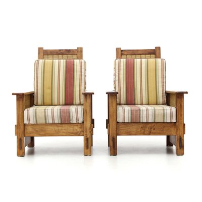 South African Colonial Armchairs in Wood & Straw, 1980s , Set of 2-EZ-1330791