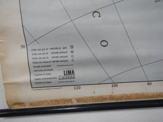 Southern America Map from IGDA Officine grafiche Novara, 1975-WWQ-1344235